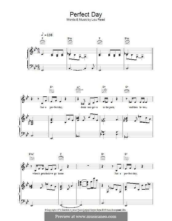 Perfect Day: Para vocais e piano (ou Guitarra) by Lou Reed
