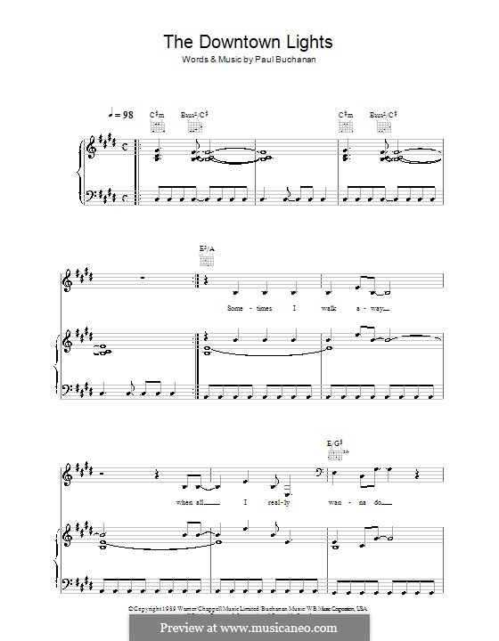 The Downtown Lights (Annie Lennox): Para vocais e piano (ou Guitarra) by Paul Buchanan