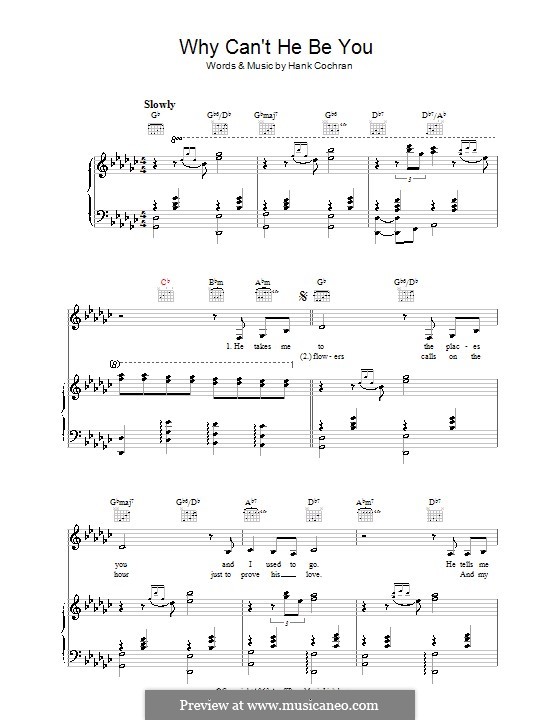 Why Can't He Be You (Patsy Cline): Para vocais e piano (ou Guitarra) by Hank Cochran