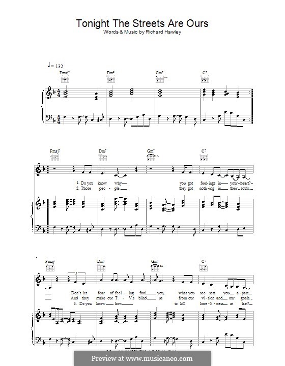 Tonight the Streets Are Ours: Para vocais e piano (ou Guitarra) by Richard Hawley