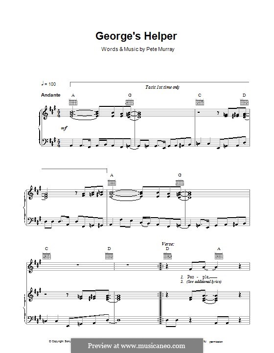 George's Helper: Para vocais e piano (ou Guitarra) by Pete Murray