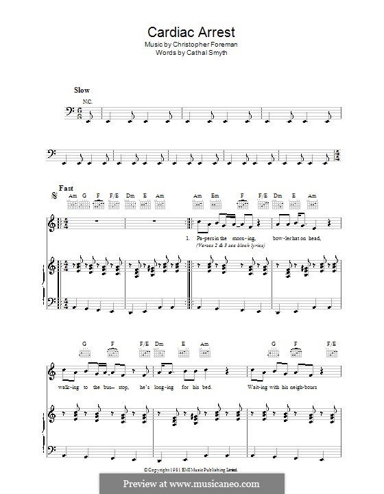 Cardiac Arrest (Madness): Para vocais e piano (ou Guitarra) by Chas Smash, Christopher Foreman