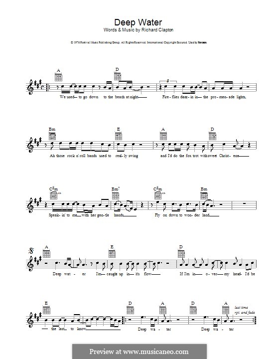 Deep Water: melodía,letras e acordes by Richard Clapton