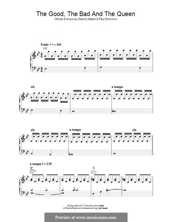 The Good the Bad and the Queen (The Good The Bad & The Queen): Para vocais e piano (ou Guitarra) by Damon Albarn, Paul Simonon