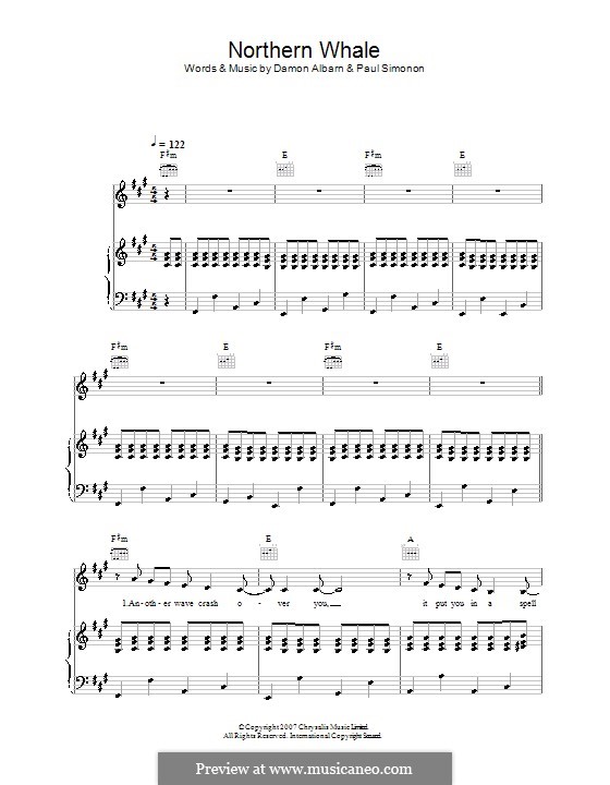 Northern Whale (The Good The Bad & The Queen): Para vocais e piano (ou Guitarra) by Damon Albarn, Paul Simonon