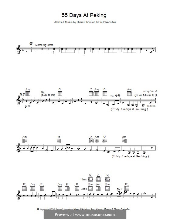 55 Days at Peking: melodía,letras e acordes by Paul Francis Webster