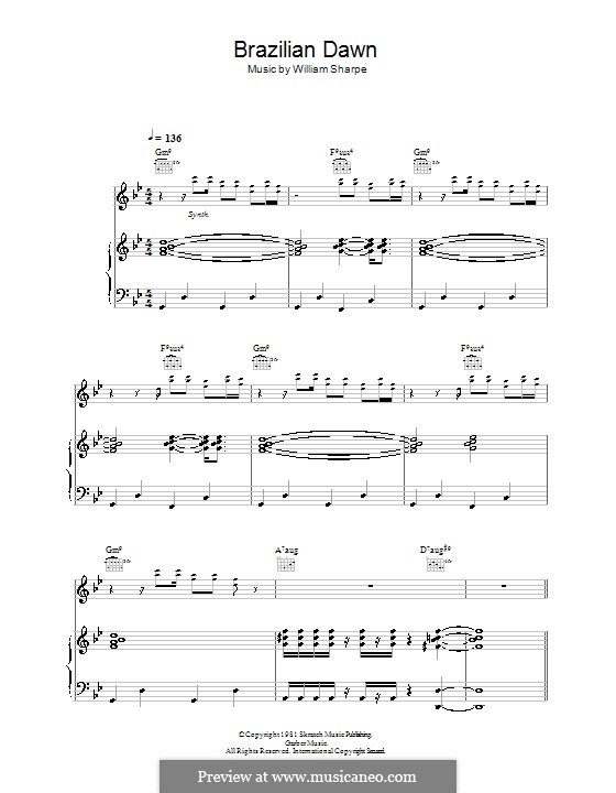 Brazilian Dawn (Shakatak): Para vocais e piano (ou Guitarra) by William Sharpe