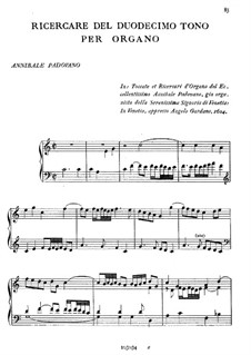Ricercare del Duodecimo Tono per Organo: Ricercare del Duodecimo Tono per Organo by Annibale Padovano