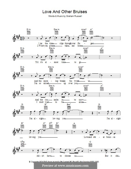 Love and Other Bruises (Air Supply): melodía,letras e acordes by Graham Russell