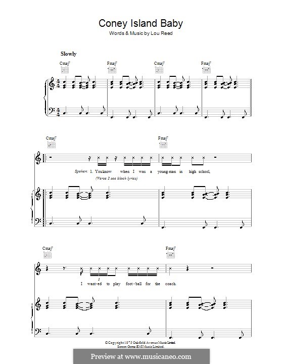 Coney Island Baby: Para vocais e piano (ou Guitarra) by Lou Reed