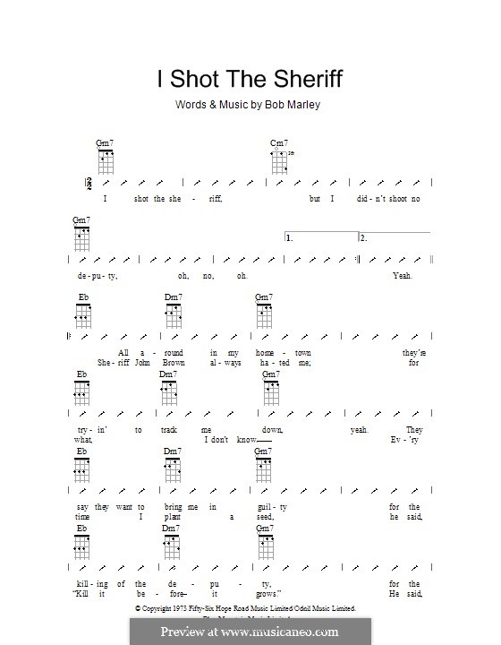 I Shot the Sheriff: para ukulele com dedilhado by Bob Marley