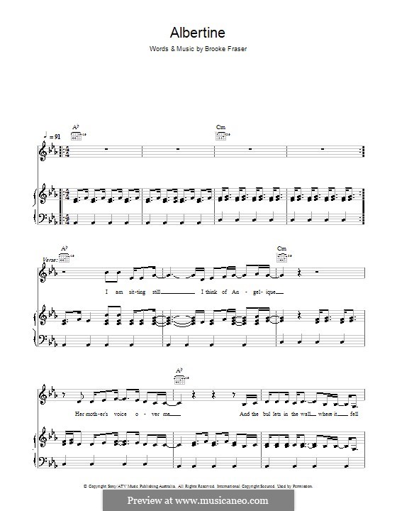 Albertine: Para vocais e piano (ou Guitarra) by Brooke Fraser