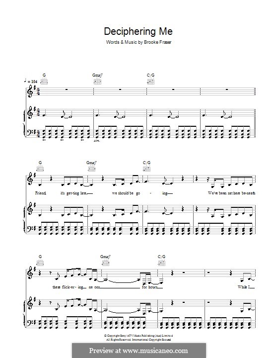 Deciphering Me: Para vocais e piano (ou Guitarra) by Brooke Fraser