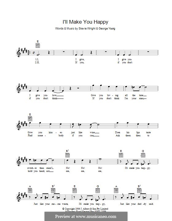 I'll Make You Happy: Melody line, lyrics and chords (Divinyls) by George Young, Steve Wright