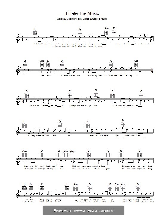 I Hate the Music: melodía,letras e acordes by George Young, Harry Vanda