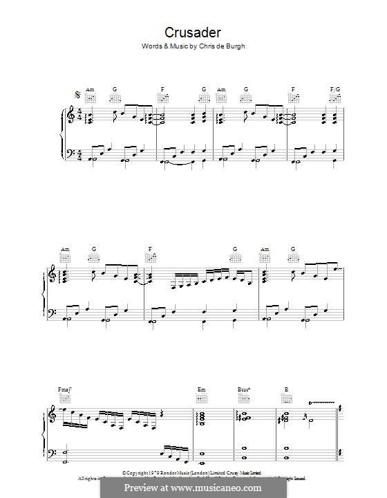 Crusader: Para vocais e piano (ou Guitarra) by Chris de Burgh