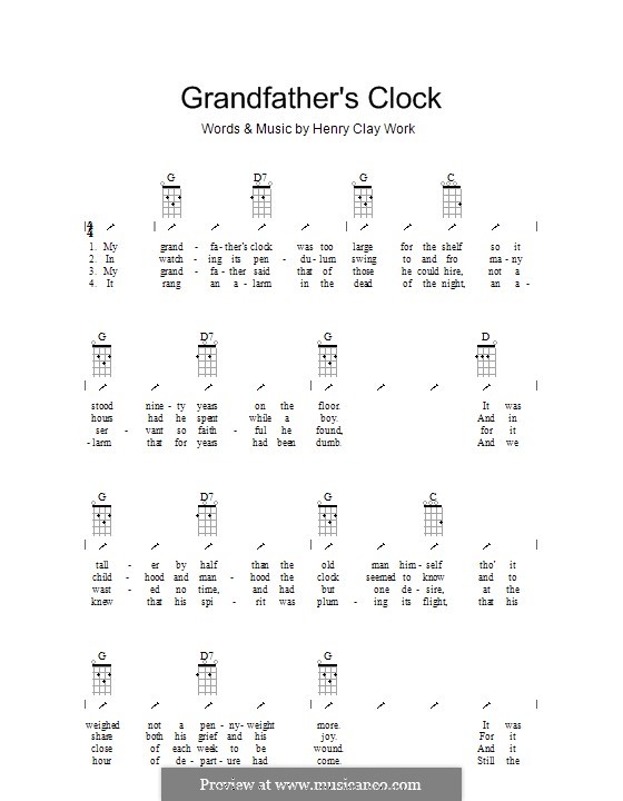 Grandfather's Clock: ukulele com parte dedilhada by Henry Clay Work