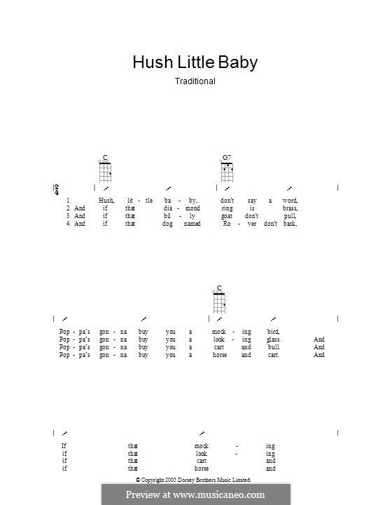 Hush, Little Baby: ukulele com parte dedilhada by folklore