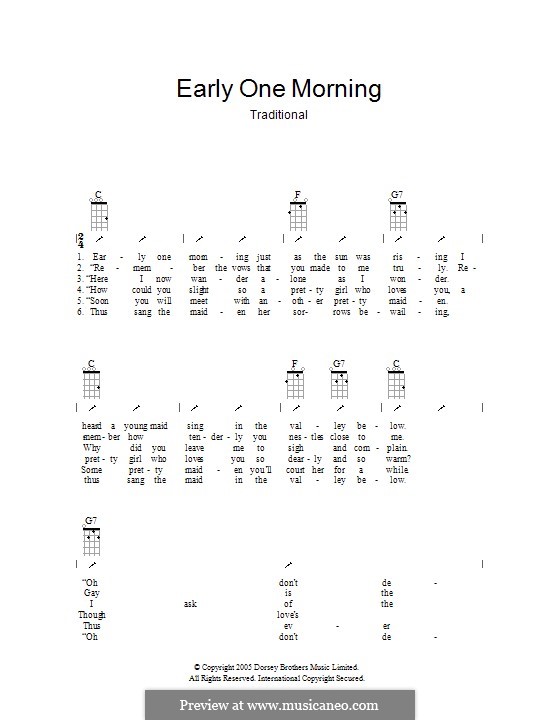 Early One Morning: ukulele com parte dedilhada by folklore