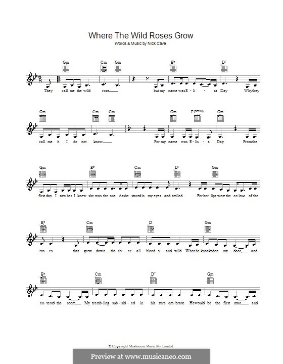Where The Wild Roses Grow Lyrics Deutsch Where the Wild Roses Grow por N. Cave - Partituras on músicaNeo
