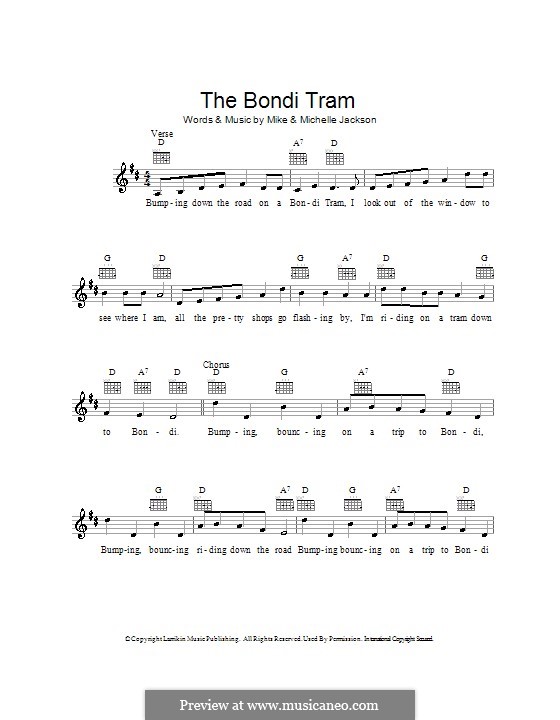 The Bondi Tram: melodía,letras e acordes by Michael Jackson