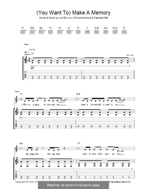 (You Want To) Make a Memory (Bon Jovi): Para guitarra com guia by Desmond Child, Jon Bon Jovi, Richie Sambora