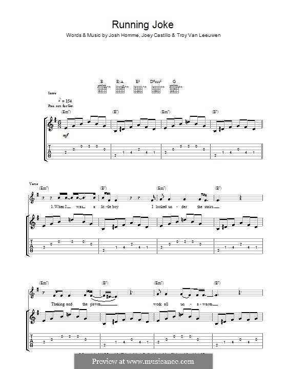 Running Joke (Queens of the Stone Age): Para guitarra com guia by Joey Castillo, Joshua Homme, Troy Van Leeuwen