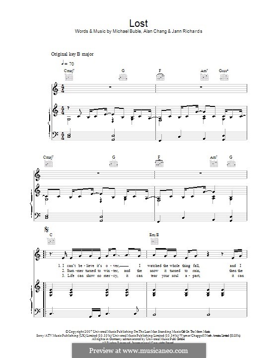 Lost: Para vocais e piano (ou Guitarra) by Alan Chang, Jann Arden Richards