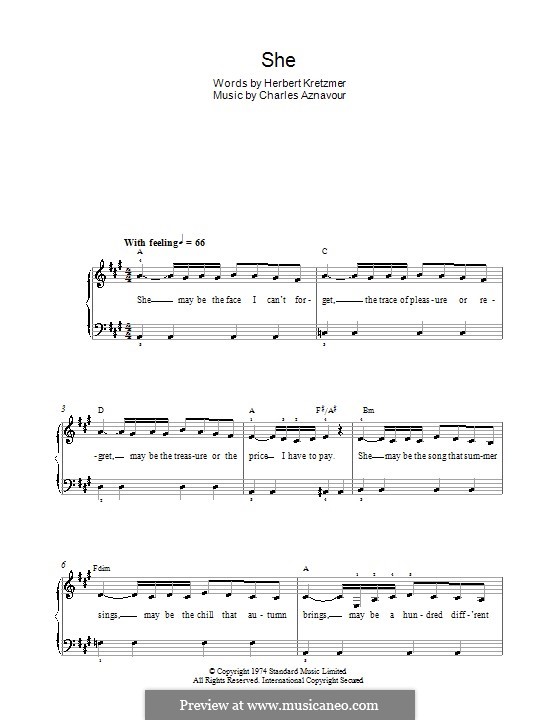 She: Facil para o piano by Charles Aznavour