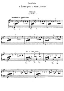 Six Etudes for the Left Hand, Op.135: set completo by Camille Saint-Saëns