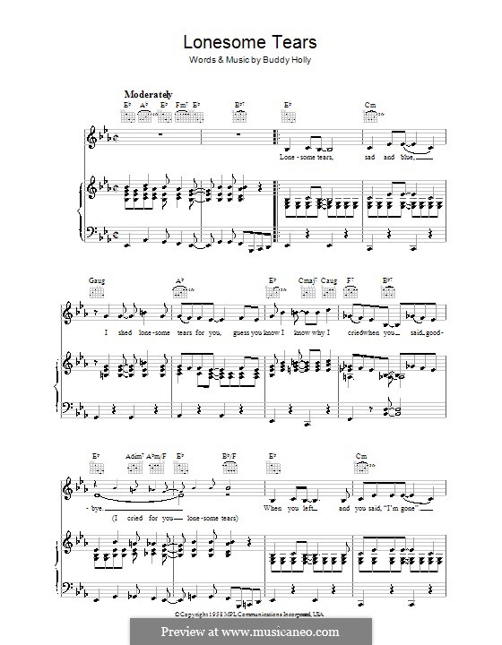 Lonesome Tears: Para vocais e piano (ou Guitarra) by Buddy Holly