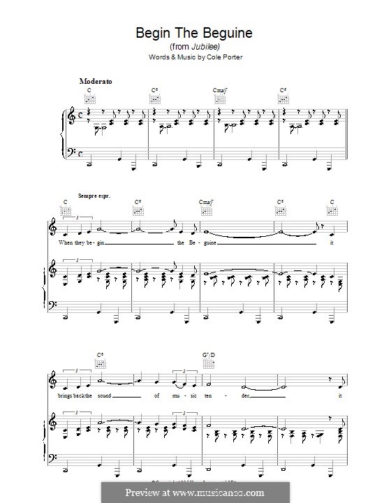 Begin the Beguine: Para vocais e piano (ou Guitarra) by Cole Porter