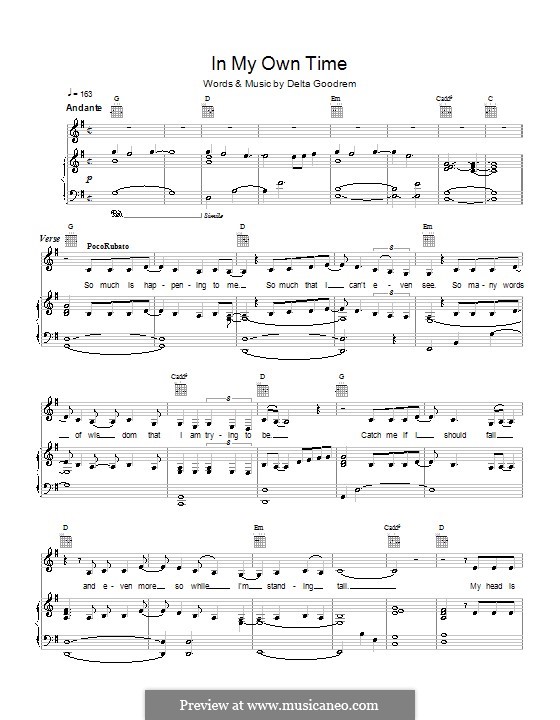 In My Own Time: Para vocais e piano (ou Guitarra) by Delta Goodrem