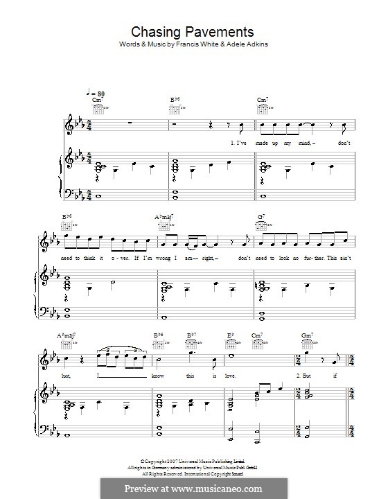 Chasing Pavements: Para vocais e piano (ou Guitarra) by Adele, Eg White