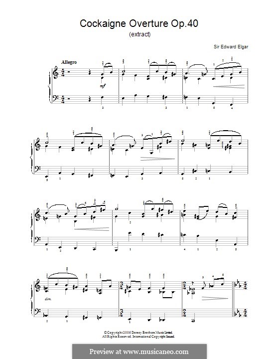 Cockaigne (In London Town), Op.40: Extract for easy piano by Edward Elgar