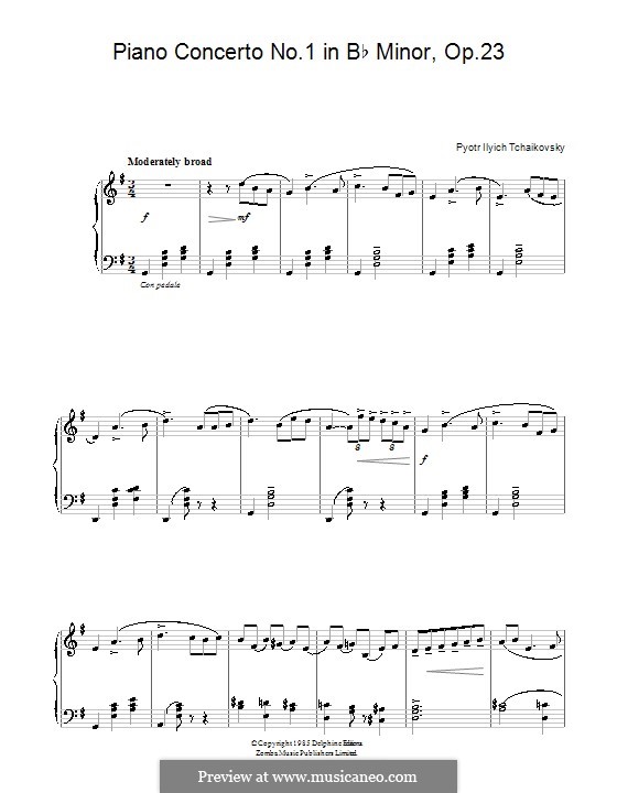 Concerto for Piano and Orchestra No.1 in B Flat Minor, TH 55 Op.23: Movimento I (Tema). Versão facil para piano by Pyotr Tchaikovsky