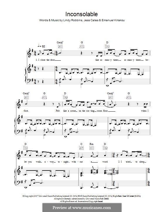 Inconsolable (Backstreet Boys): Para vocais e piano (ou Guitarra) by Emanuel Kiriakou, Jess Cates, Lindy Robbins