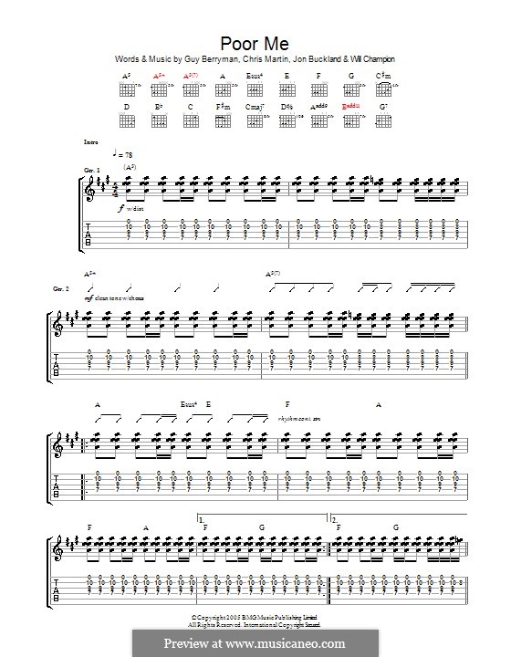 Poor Me (Coldplay): Para guitarra com guia by Chris Martin, Guy Berryman, Jonny Buckland, Will Champion
