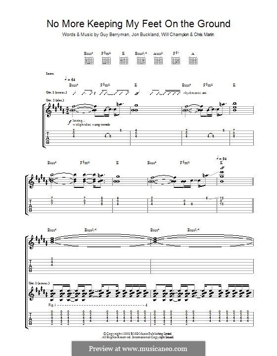 No More Keeping My Feet on the Ground (Coldplay): Para guitarra com guia by Chris Martin, Guy Berryman, Jonny Buckland, Will Champion