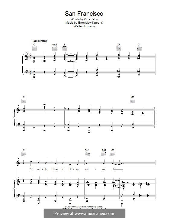 San Francisco (Judy Garland): Para vocais e piano (ou Guitarra) by Bronislau Kaper, Walter Jurmann