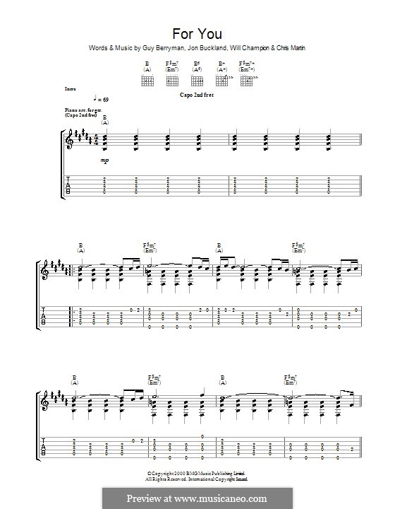 For You (Coldplay): Para guitarra com guia by Chris Martin, Guy Berryman, Jonny Buckland, Will Champion