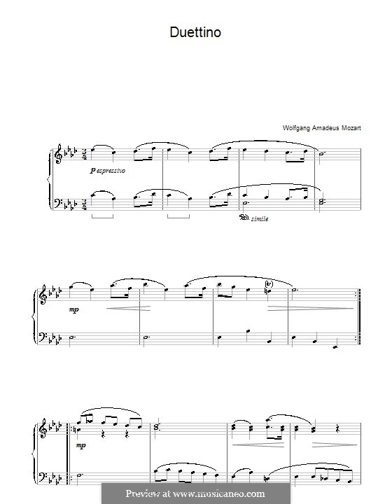 Duettino for Piano: Duettino for Piano by Wolfgang Amadeus Mozart