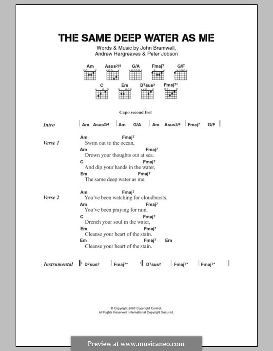 The Same Deep Water as Me (I am Kloot): Letras e Acordes by Andrew Hargreaves, John Bramwell, Peter Jobson