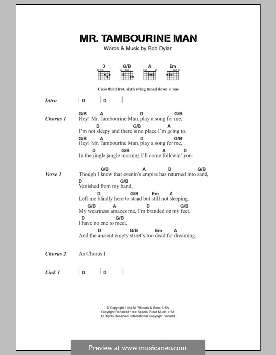 Mr. Tambourine Man: Letras e Acordes by Bob Dylan