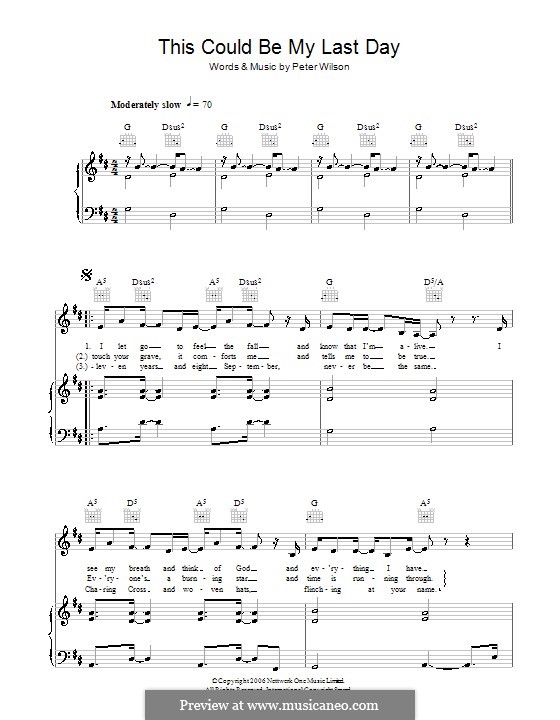 This Could Be My Last Day (Duke Special): Para vocais e piano (ou Guitarra) by Peter Wilson