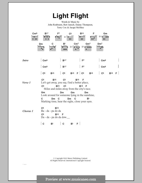 Light Flight (Pentangle): Letras e Acordes by Bert Jansch, Danny Thompson, Jacqui McShee, John Renbourn, Terry Cox