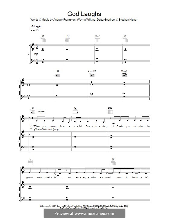 God Laughs (Delta Goodrem): Para vocais e piano (ou Guitarra) by Andrew Frampton, Stephen Alan Kipner, Wayne Wilkins