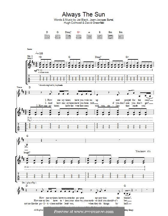 Always the Sun (The Stranglers): Para guitarra com guia by David Greenfield, Hugh Cornwell, Jean-Jacques Burnel, Jet Black