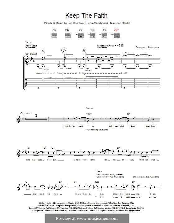 Keep the Faith (Bon Jovi): Para guitarra com guia by Desmond Child, Jon Bon Jovi, Richie Sambora