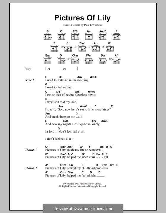 Pictures of Lily (The Who): Letras e Acordes by Peter Townshend